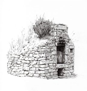 Four à pain de Kerbironet Emma BURR, crayon, 2022 Collection musée de Guérande 
