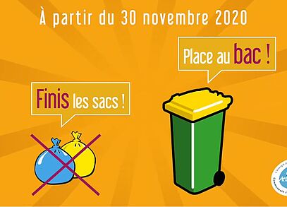 À partir du 30 novembre 2020, finis les sacs, place au bac !